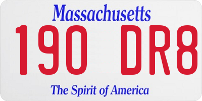 MA license plate 190DR8