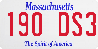 MA license plate 190DS3