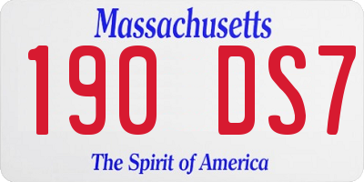 MA license plate 190DS7