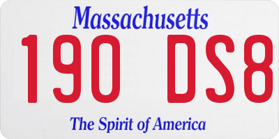 MA license plate 190DS8
