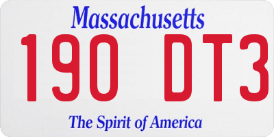MA license plate 190DT3