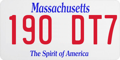 MA license plate 190DT7