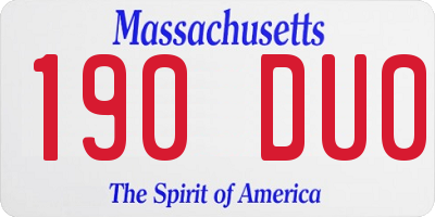 MA license plate 190DU0
