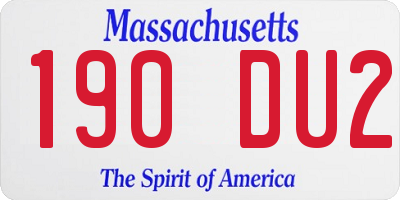 MA license plate 190DU2
