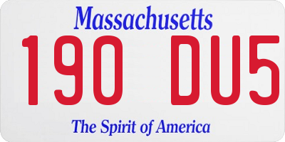 MA license plate 190DU5