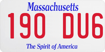 MA license plate 190DU6
