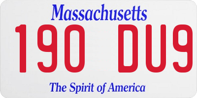 MA license plate 190DU9