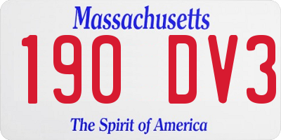 MA license plate 190DV3