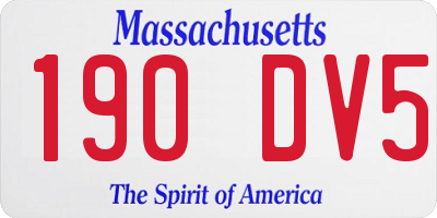 MA license plate 190DV5