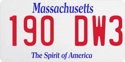 MA license plate 190DW3