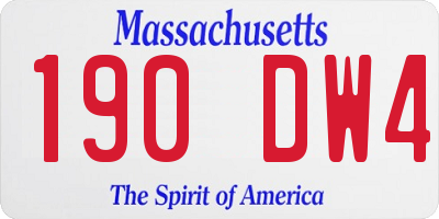 MA license plate 190DW4