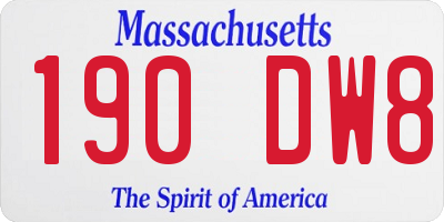 MA license plate 190DW8