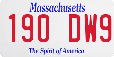 MA license plate 190DW9