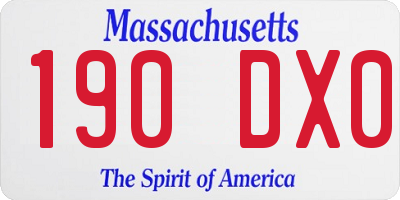 MA license plate 190DX0