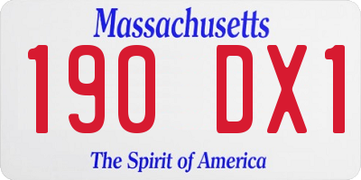 MA license plate 190DX1