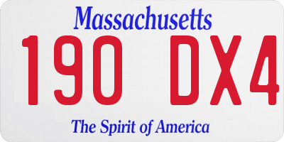 MA license plate 190DX4