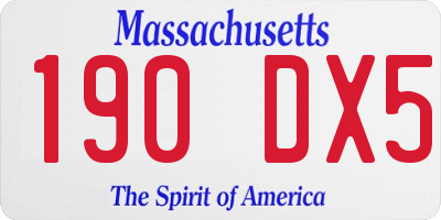 MA license plate 190DX5