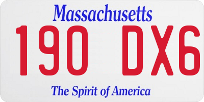 MA license plate 190DX6