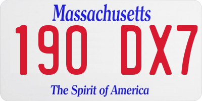 MA license plate 190DX7