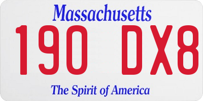 MA license plate 190DX8