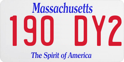 MA license plate 190DY2