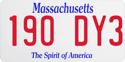 MA license plate 190DY3