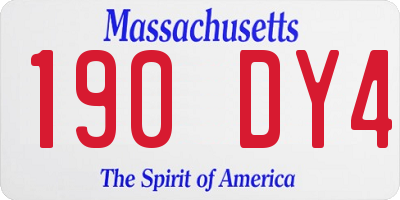MA license plate 190DY4