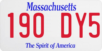 MA license plate 190DY5