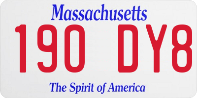 MA license plate 190DY8
