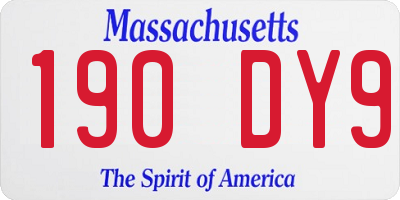 MA license plate 190DY9