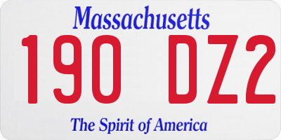 MA license plate 190DZ2