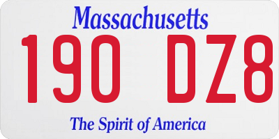 MA license plate 190DZ8