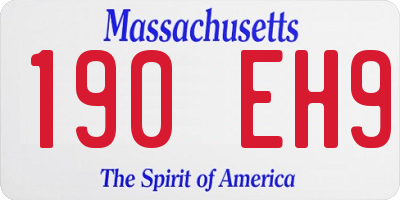 MA license plate 190EH9