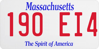 MA license plate 190EI4