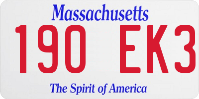 MA license plate 190EK3