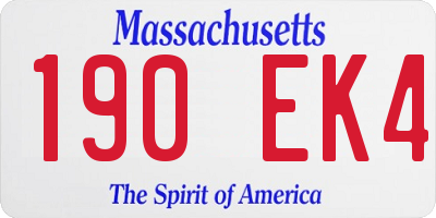 MA license plate 190EK4