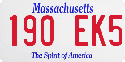 MA license plate 190EK5