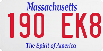 MA license plate 190EK8