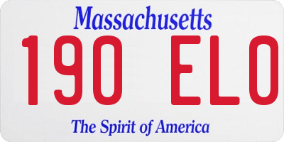 MA license plate 190EL0