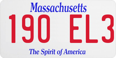 MA license plate 190EL3