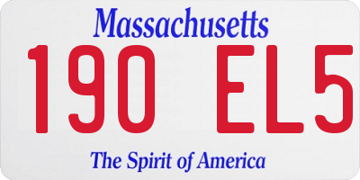 MA license plate 190EL5