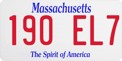 MA license plate 190EL7