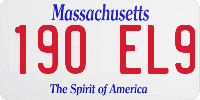 MA license plate 190EL9