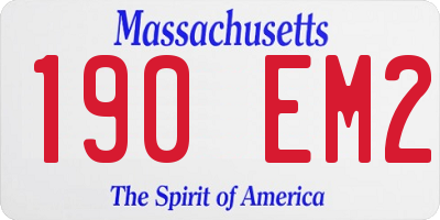 MA license plate 190EM2