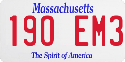 MA license plate 190EM3