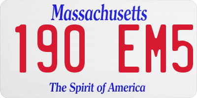 MA license plate 190EM5