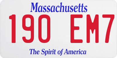 MA license plate 190EM7