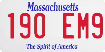MA license plate 190EM9