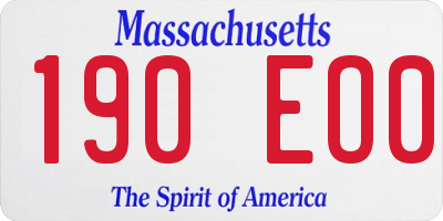 MA license plate 190EO0