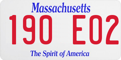 MA license plate 190EO2